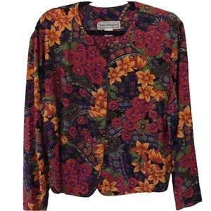 Norton McNaughton Vibrant Floral Long Sleeve Blouse